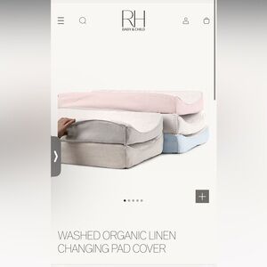 Restoration hardware terry cloth linen changing pad cover nwot pink cream